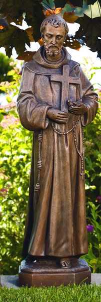 Saint Francis Sculpture Stone Garden Outdoor Large Tall Statues Cross